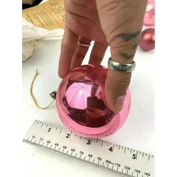 VTG Lot of 7 Ornament Bell Holiday Christmas Pink Mercury Glass - Picture 4 of 16